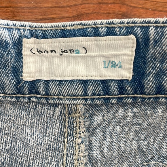 Banjara High Waisted Rhinestone Light Wash Distressed Jean Shorts - Picture 2 of 4